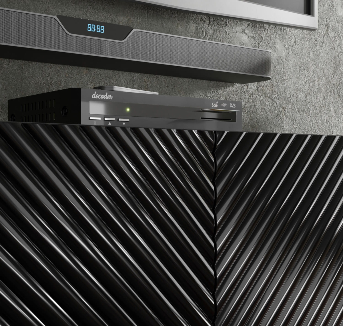 Szafka RTV Surf 200 4D czarny czarny połysk