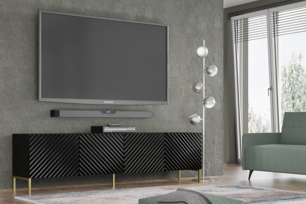 Szafka RTV Surf 200 4D czarny czarny połysk