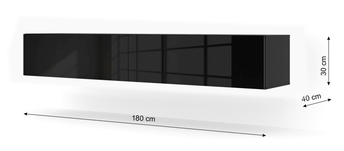 Szafka wisząca RTV Bingo 180 czarny mat / czarny połysk