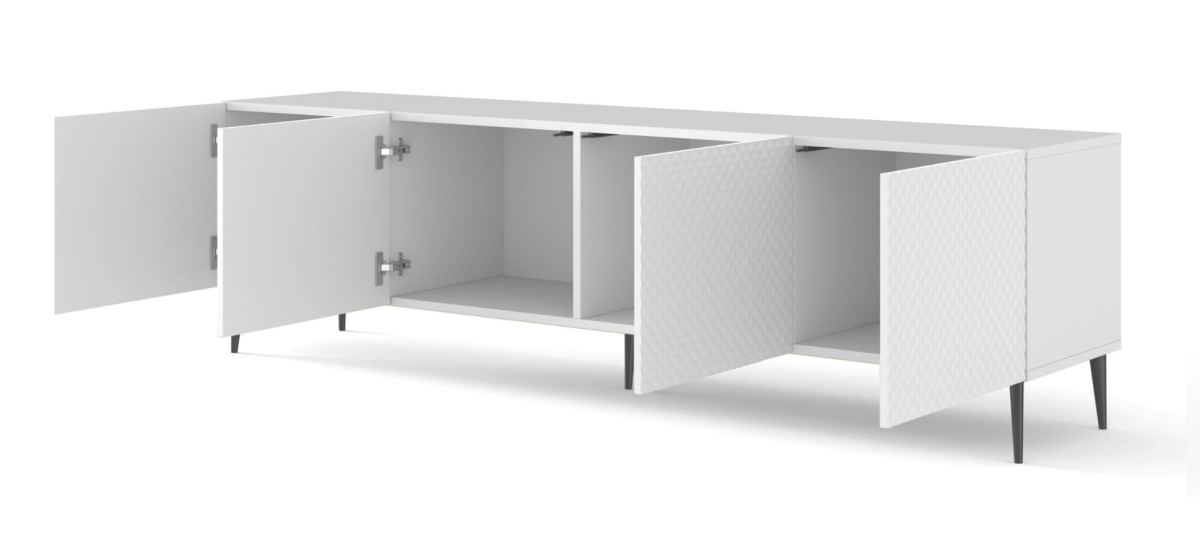 Ravenna C Szafka RTV200 4D frez MDF diament wysoki połysk na szpilkach