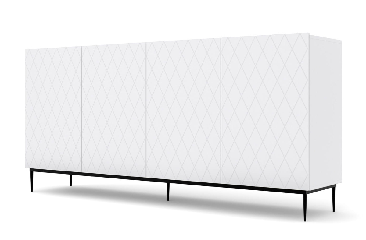 Komoda Diuna 4D 192 cm biały mat MDF czarna rama