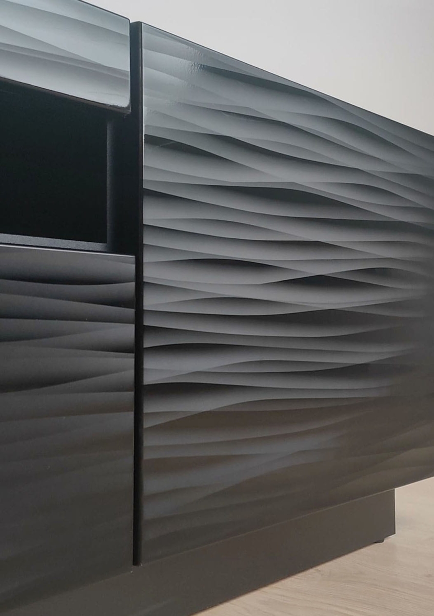 Szafka RTV Aura 200 cm uniwersalna wisząca stojąca czarna sahara (*opcja LED)