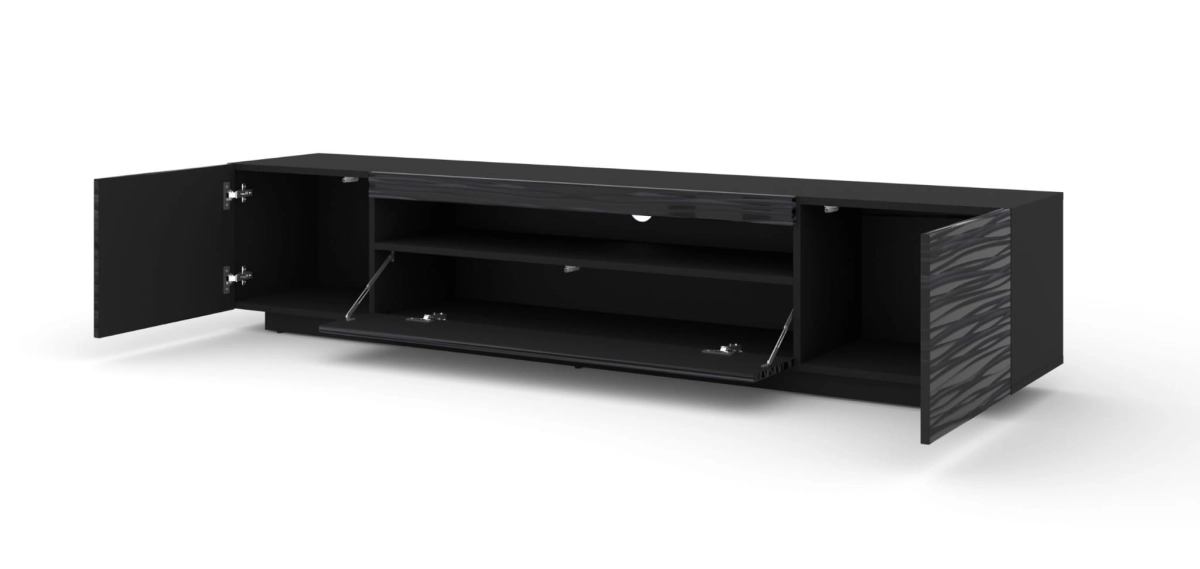 Szafka RTV Aura 200 cm uniwersalna wisząca stojąca czarna sahara