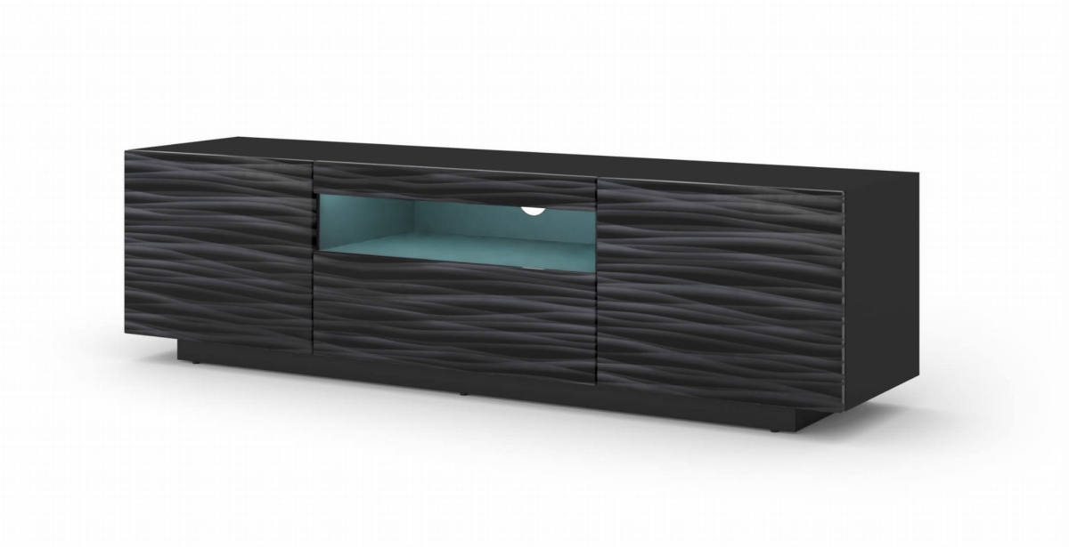 Szafka RTV Aura 150 cm uniwersalna wisząca stojąca czarna sahara (*opcja LED)