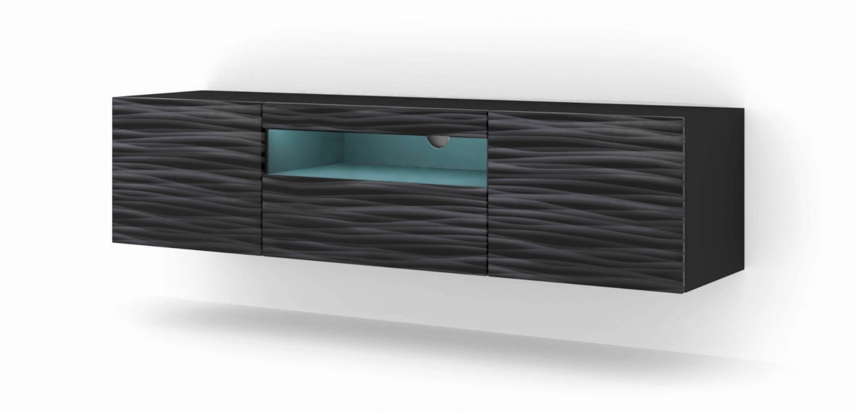 Szafka RTV Aura 150 cm uniwersalna wisząca stojąca czarna sahara (*opcja LED)