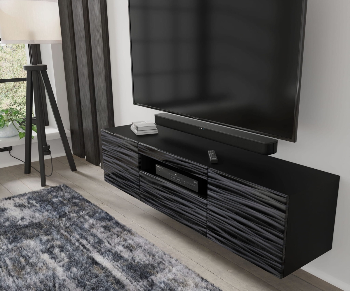 Szafka RTV Aura 150 cm uniwersalna wisząca stojąca czarna sahara