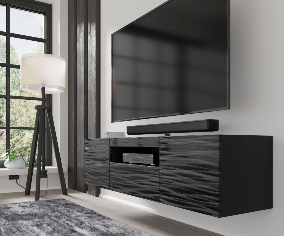 Szafka RTV Aura 150 cm uniwersalna wisząca stojąca czarna sahara