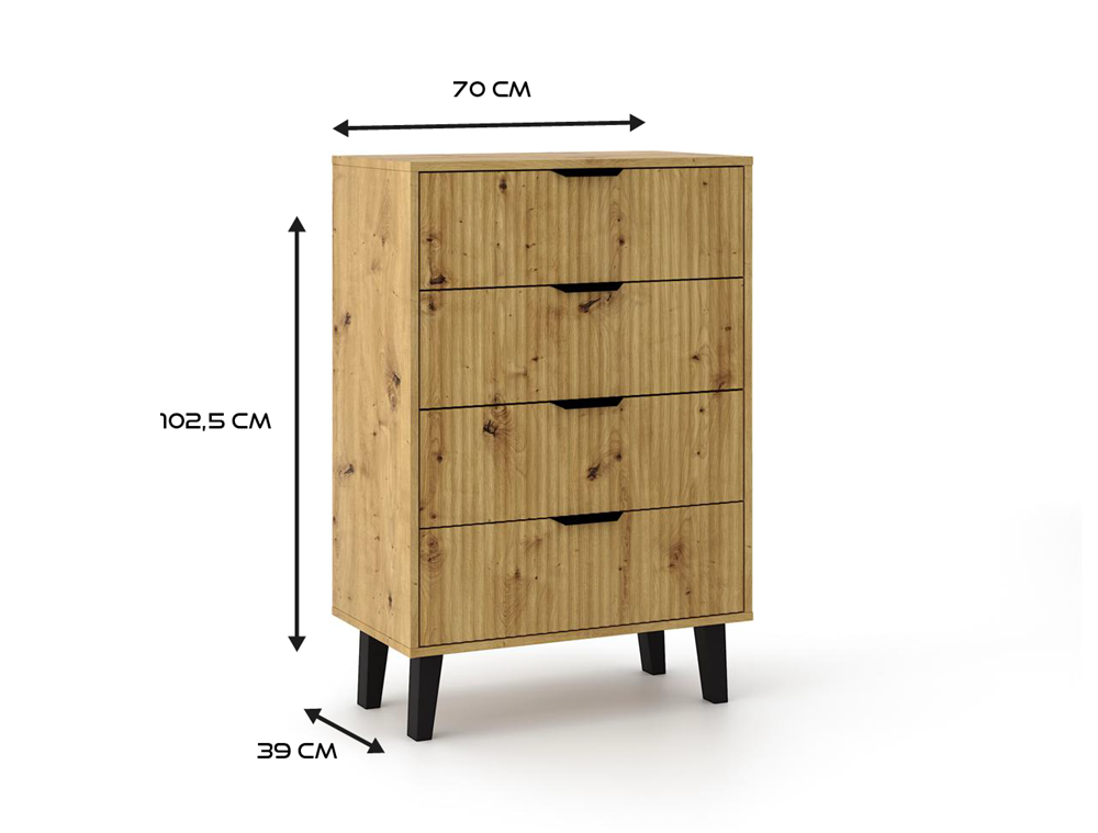 Komoda Scandi 4S SLIM DĄB ARTISAN