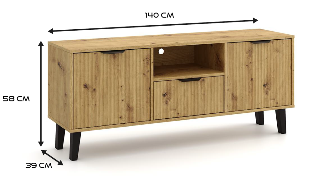SZAFKA RTV Scandi 2D1S SLIM DĄB ARTISAN