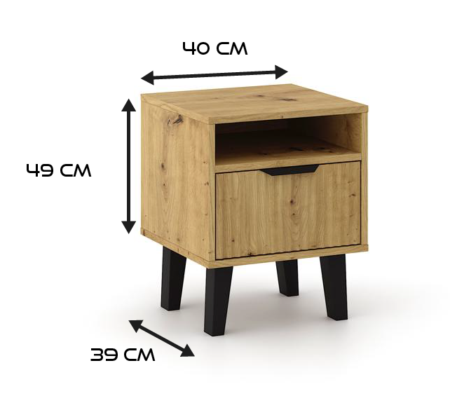 Szafka nocna Scandi 1S SLIM DĄB ARTISAN