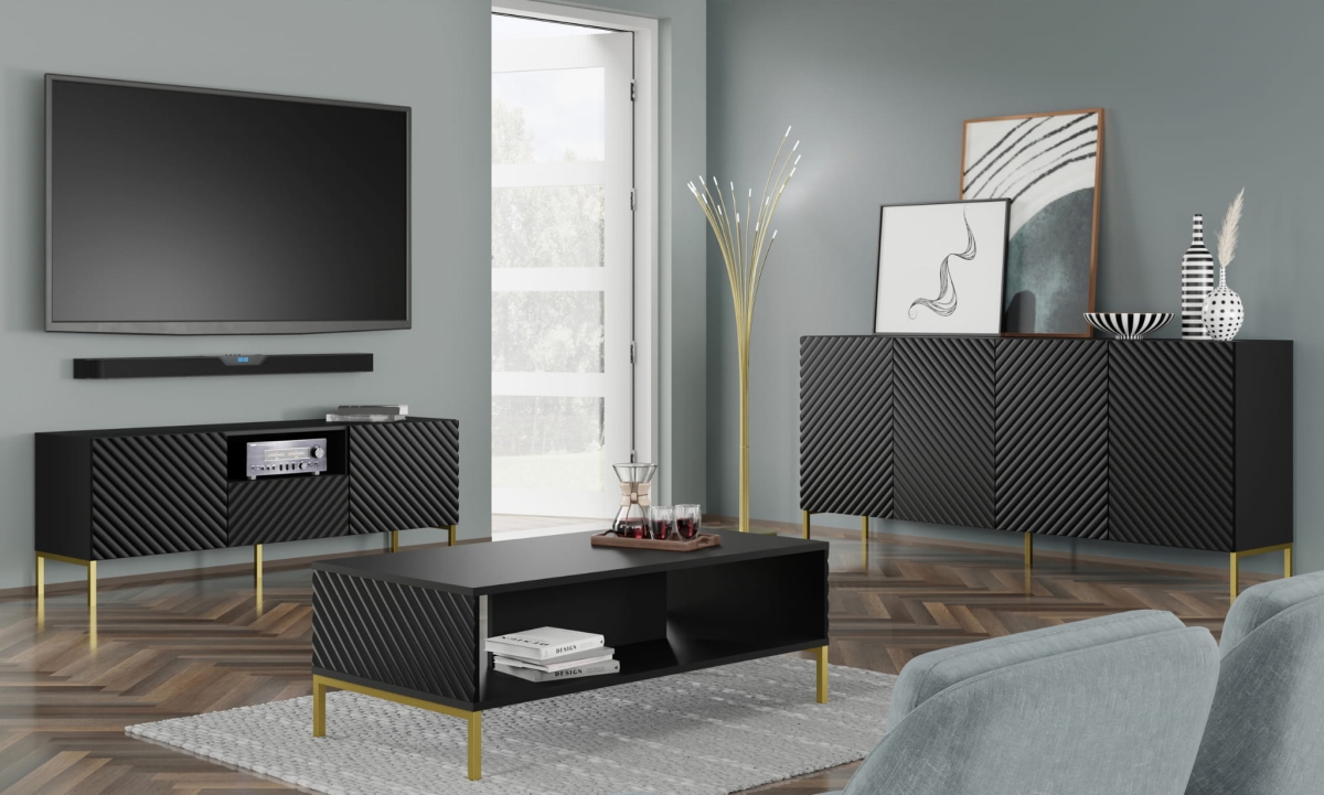 Szafka RTV Surf 150 2D1S czarny mat