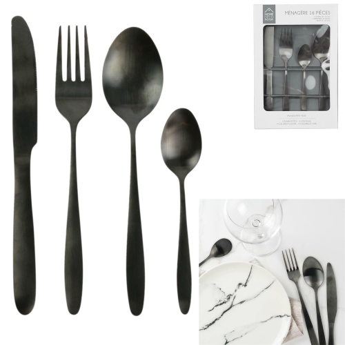 Zestaw sztućców czarnych 16 szt. Charbon 