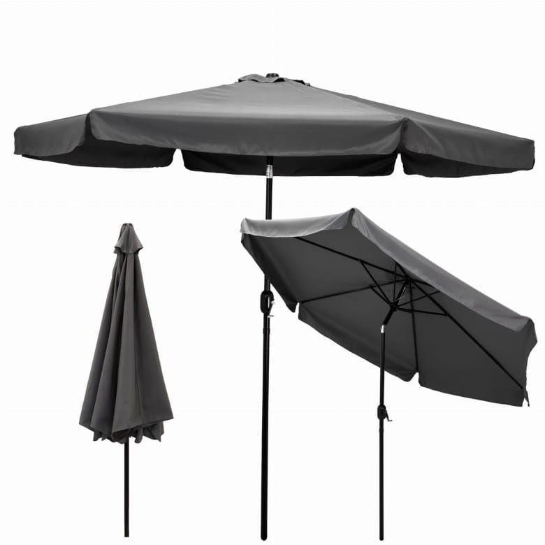 Parasol ogrodowy antracytowy z korbką 300 cm - łamany