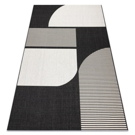 Dywan SZNURKOWY SIZAL FLAT 49384690 ABSTRAKCJA krem / czarny 160x230 cm