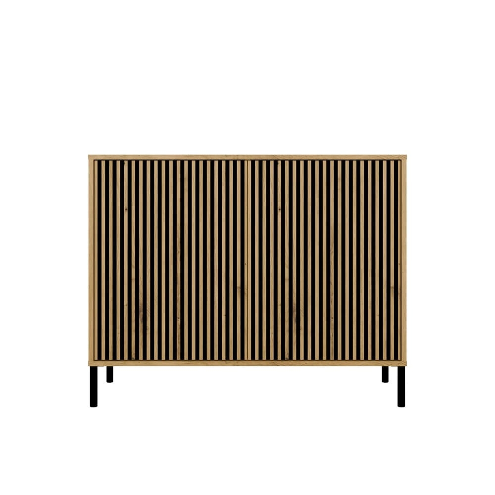 Komoda KAMARO 2D SLIM DĄB ARTISAN Lamele Front Ryflowany