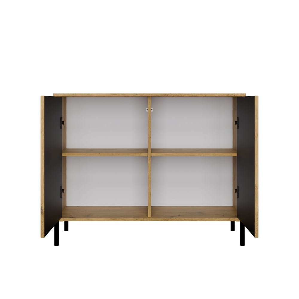 Komoda KAMARO 2D SLIM DĄB ARTISAN Lamele Front Ryflowany