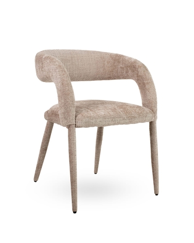 Krzesło beżowe do salonu, tkanina szenilowa, Iris MaMaison