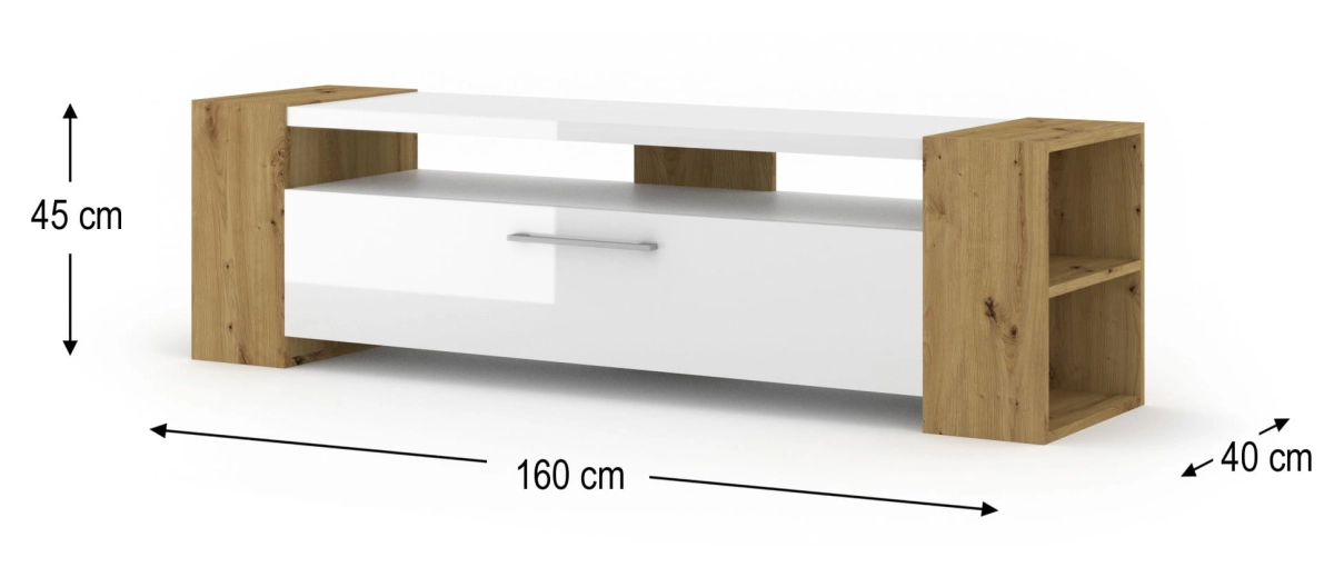 Szafka RTV komoda LIVIA 160 artisan/czarny połysk