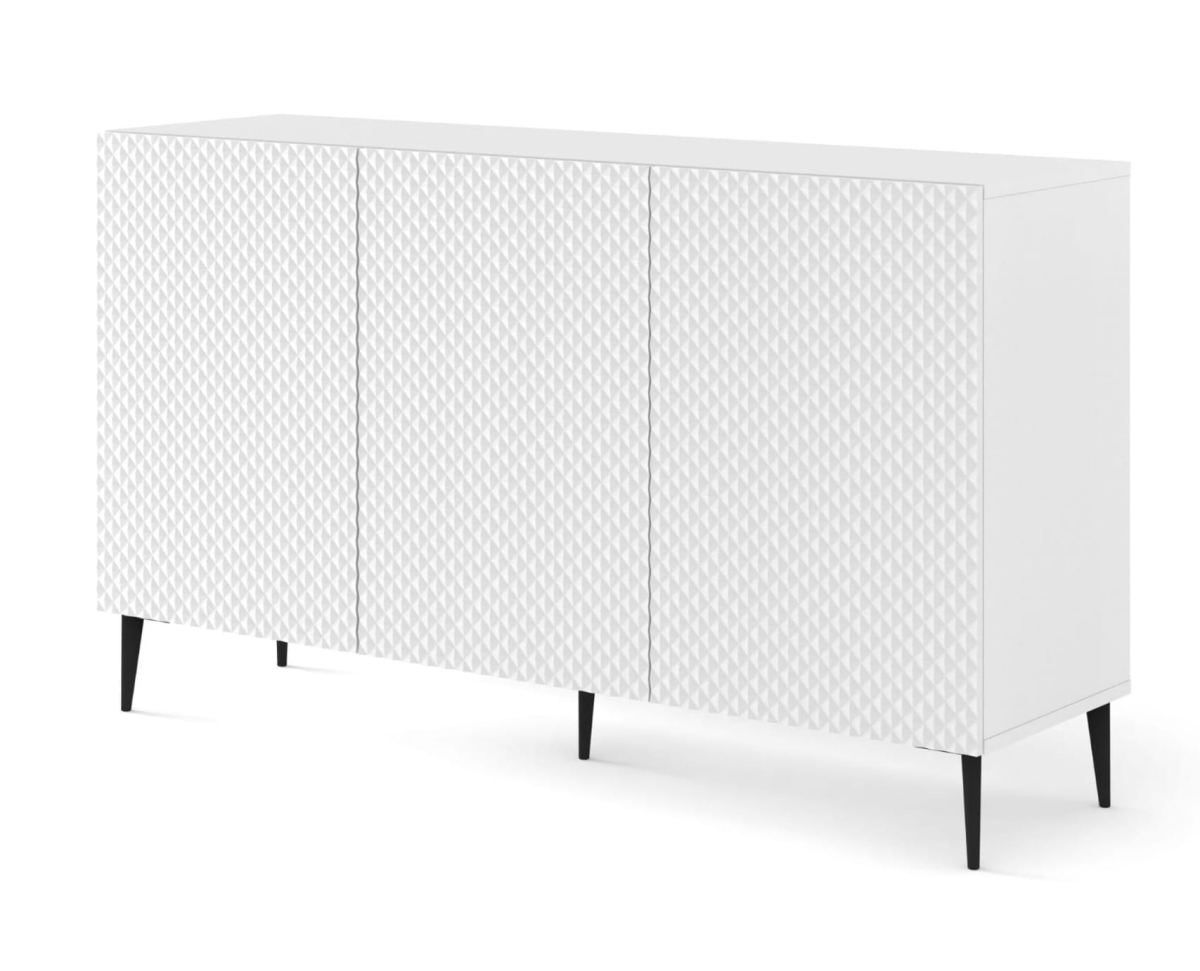 Ravenna PB Komoda 150 3D biały mat, czarna szpilka