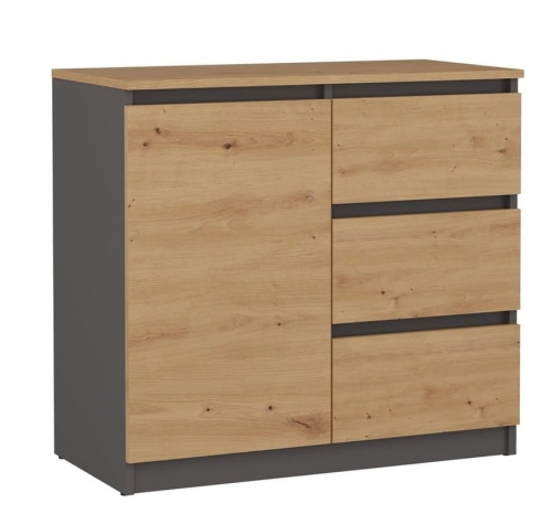 Komoda 80 cm, z trzema szufladami, antracyt/dąb artisan Malwa 1D3S 
