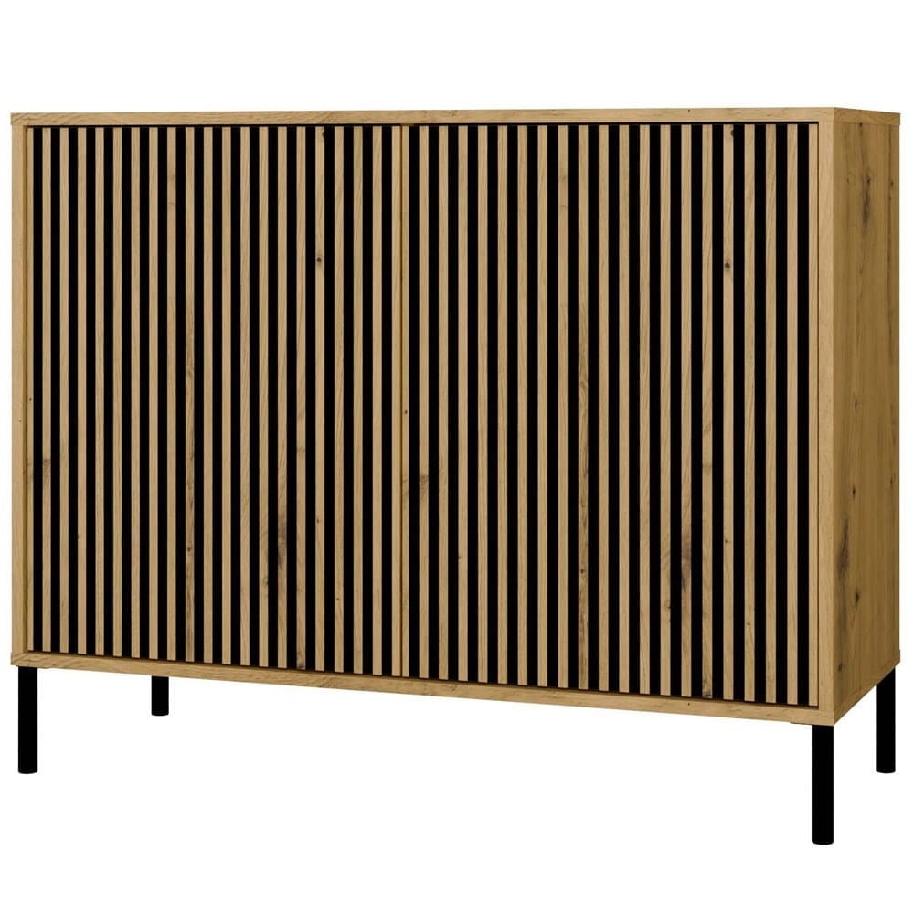 Komoda KAMARO 2D SLIM DĄB ARTISAN Lamele Front Ryflowany