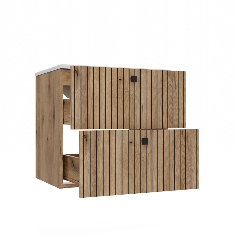 SZAFKA POD UMYWALKĘ TIGO 60 2S DĄB EVOKE RYFLOWANY FRONT + UMYWALKA