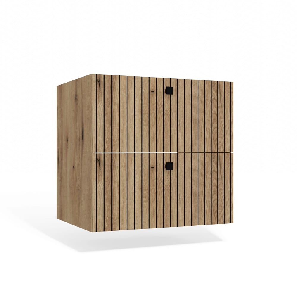 SZAFKA POD UMYWALKĘ TIGO 60 2S DĄB EVOKE 2 SZUFLADY RYFLOWANY FRONT WISZĄCA