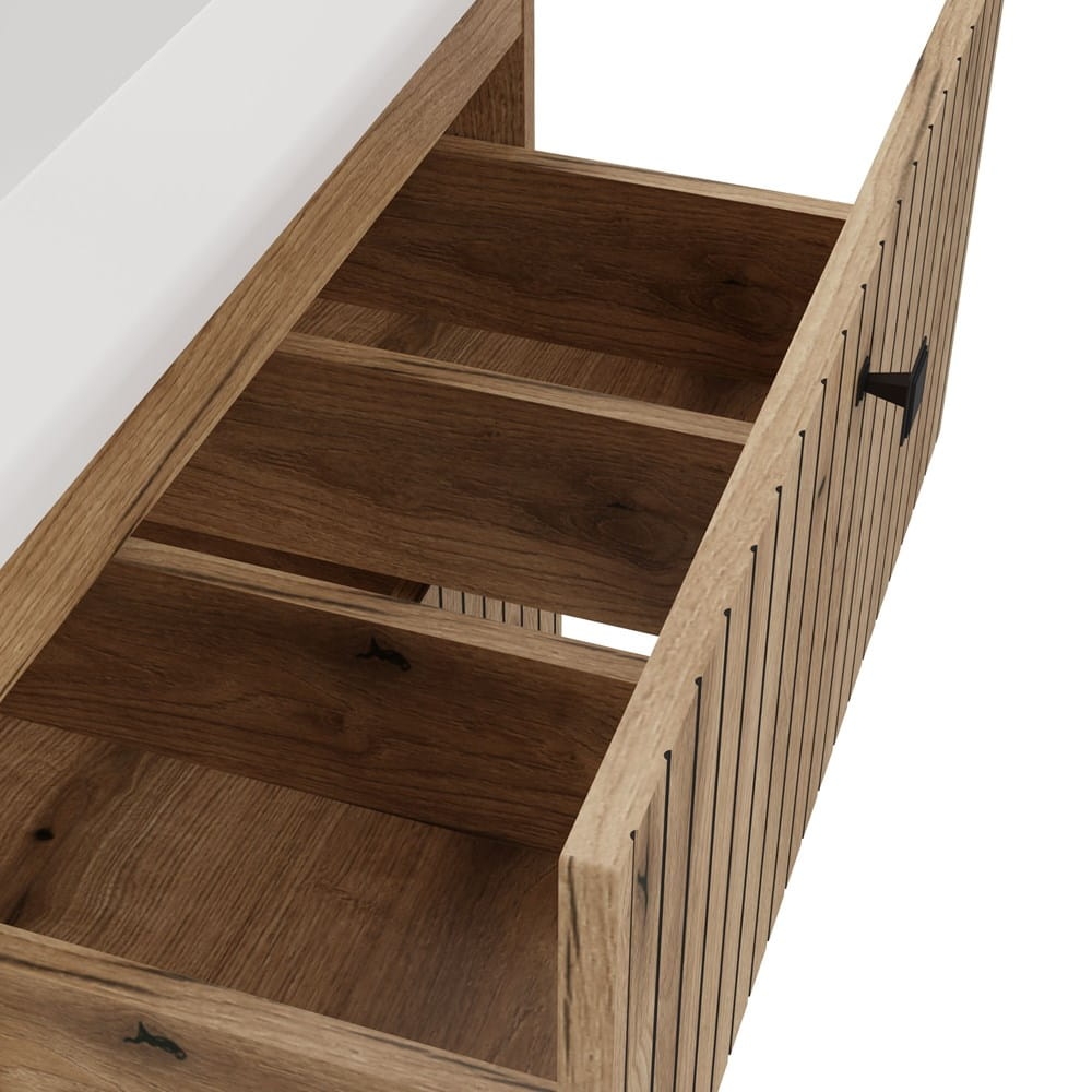 SZAFKA POD UMYWALKĘ TIGO 60 2S DĄB EVOKE 2 SZUFLADY RYFLOWANY FRONT WISZĄCA