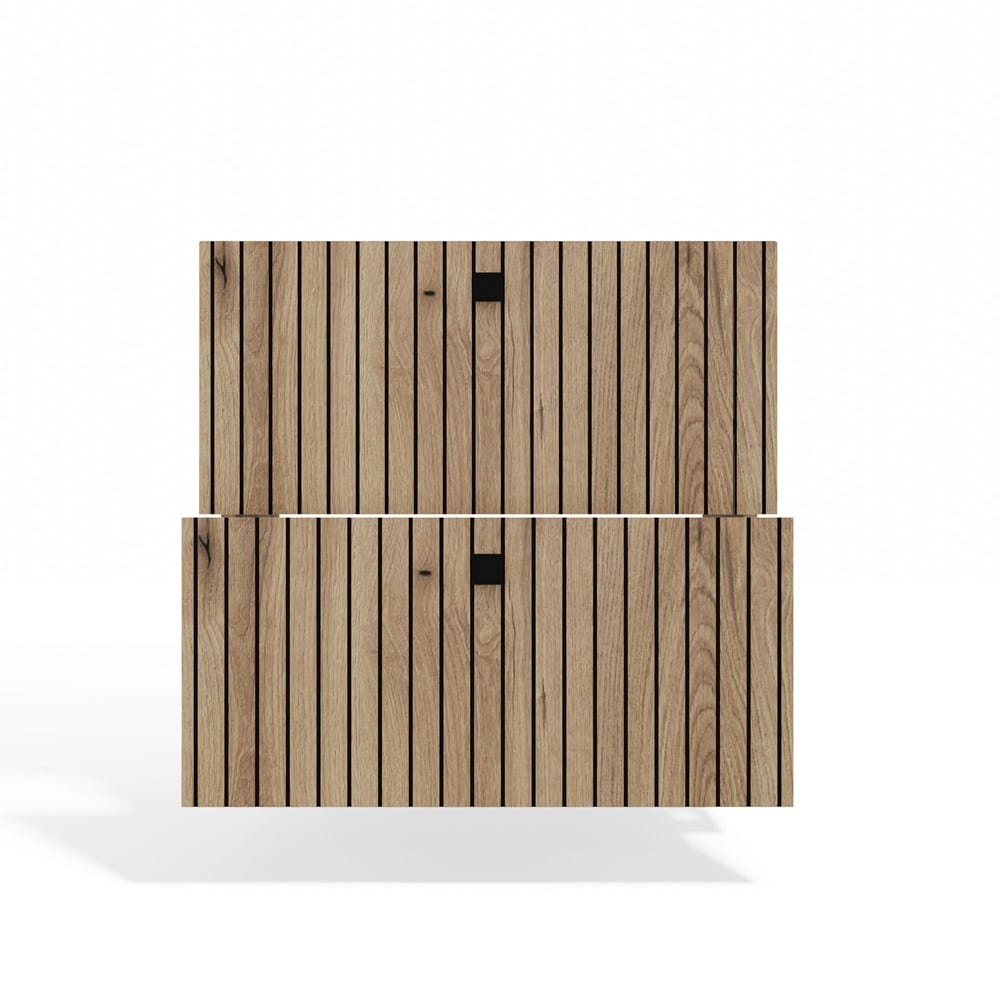 SZAFKA POD UMYWALKĘ TIGO 60 2S DĄB EVOKE 2 SZUFLADY RYFLOWANY FRONT WISZĄCA