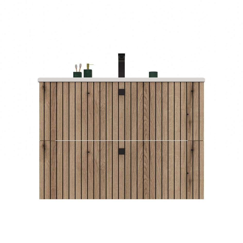 SZAFKA POD UMYWALKĘ TIGO 80 2S DĄB EVOKE RYFLOWANY FRONT + UMYWALKA