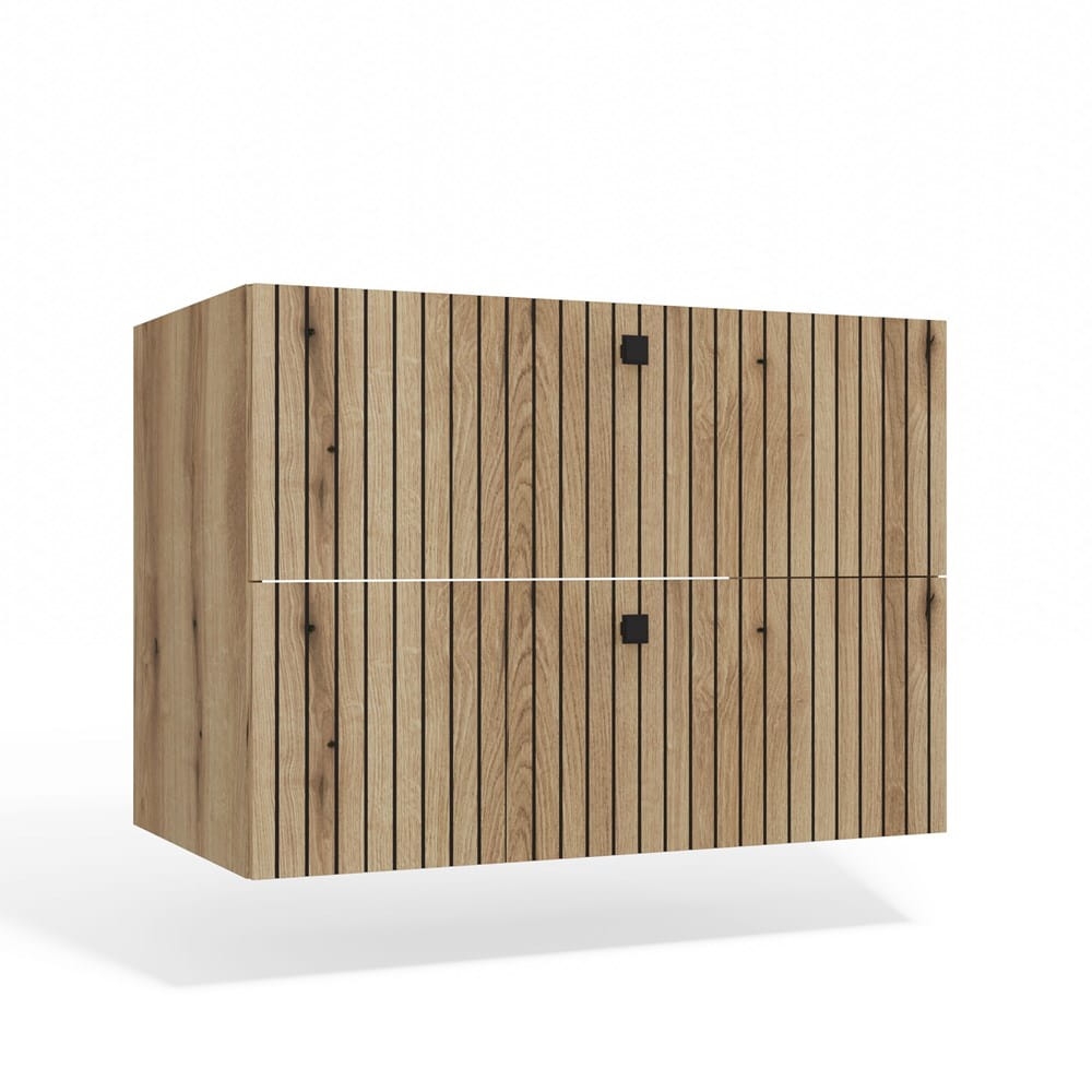SZAFKA POD UMYWALKĘ TIGO 80 2S DĄB EVOKE 2 SZUFLADY RYFLOWANY FRONT WISZĄCA