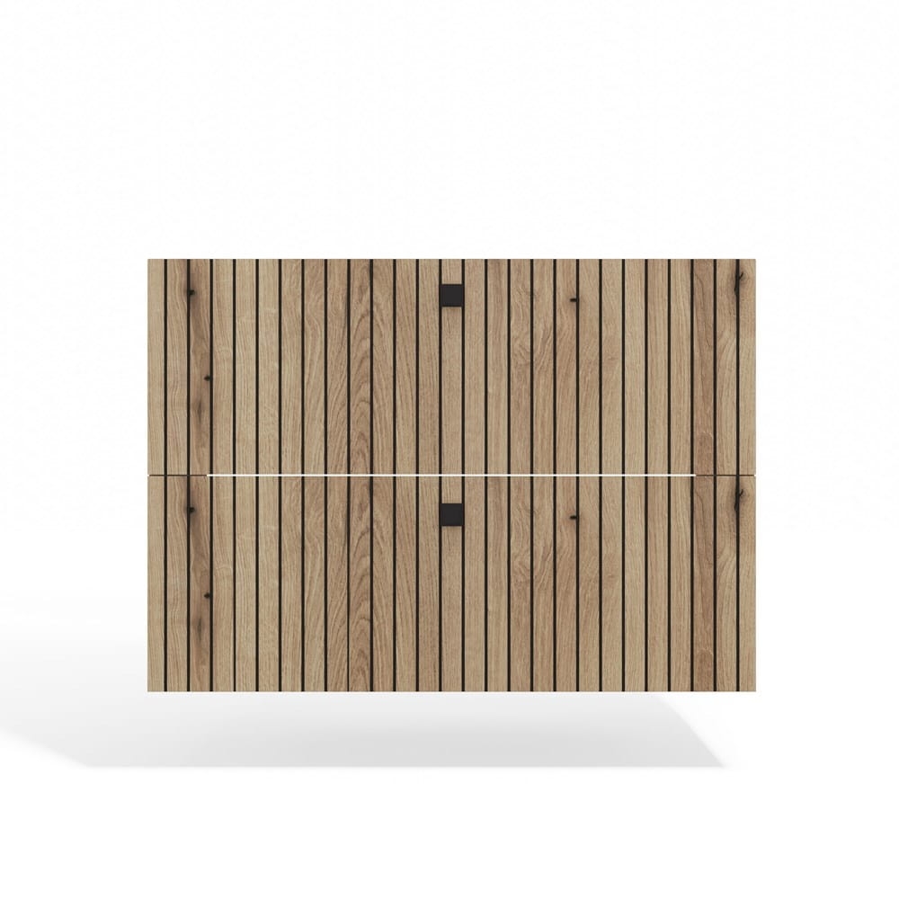 SZAFKA POD UMYWALKĘ TIGO 80 2S DĄB EVOKE 2 SZUFLADY RYFLOWANY FRONT WISZĄCA