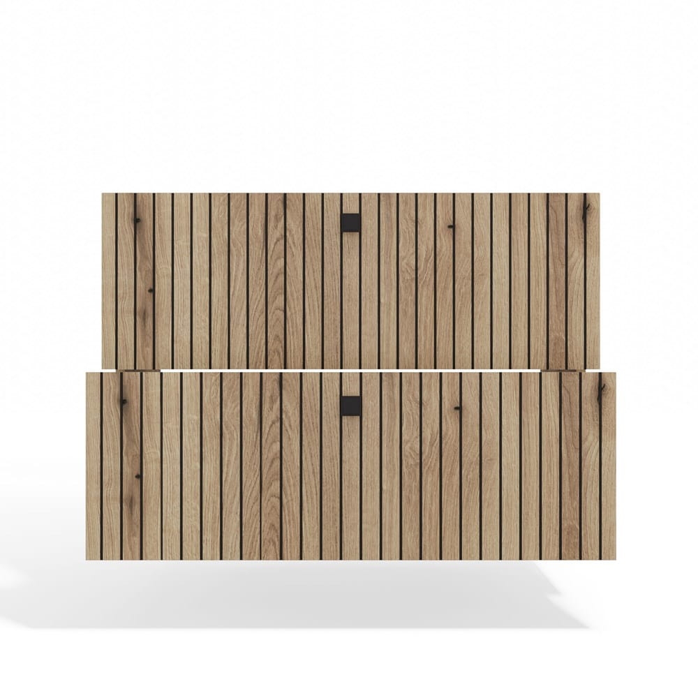 SZAFKA POD UMYWALKĘ TIGO 80 2S DĄB EVOKE 2 SZUFLADY RYFLOWANY FRONT WISZĄCA