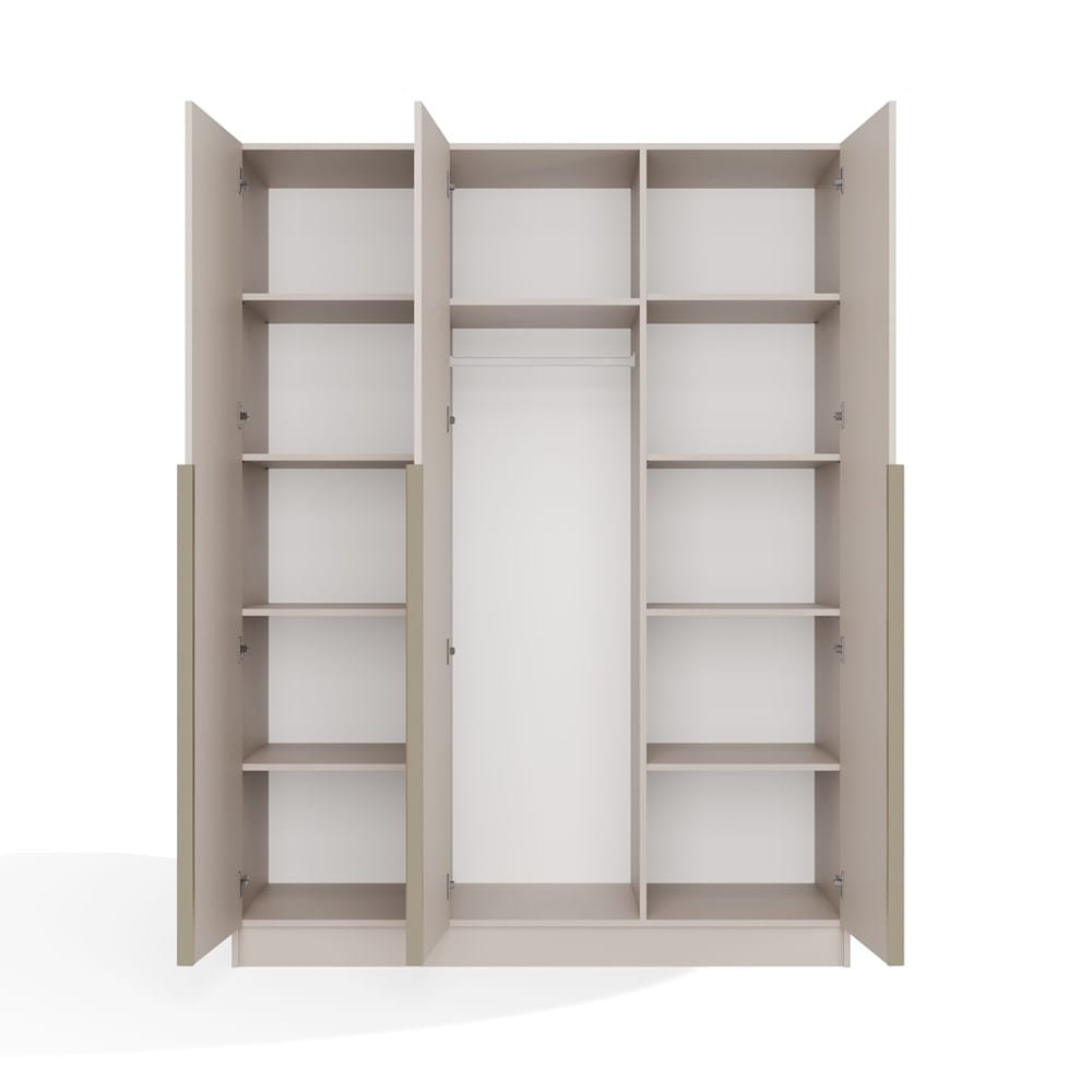 SZAFA SENSO 3D 150 CM 3 DRZWI ZŁOTE UCHWYTY DO SALONU SYPIALNI KASZMIR BEŻ