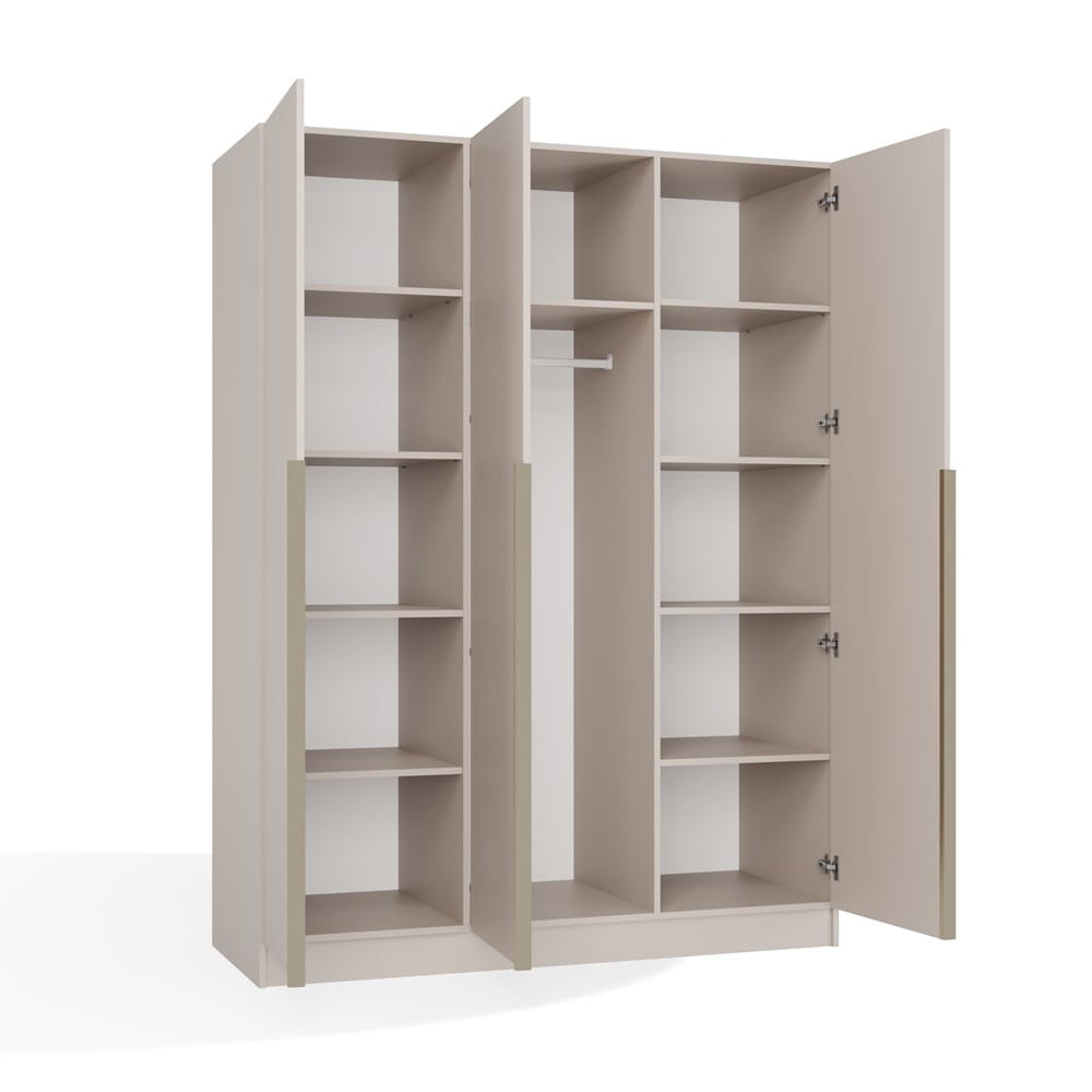 SZAFA SENSO 3D 150 CM 3 DRZWI ZŁOTE UCHWYTY DO SALONU SYPIALNI KASZMIR BEŻ