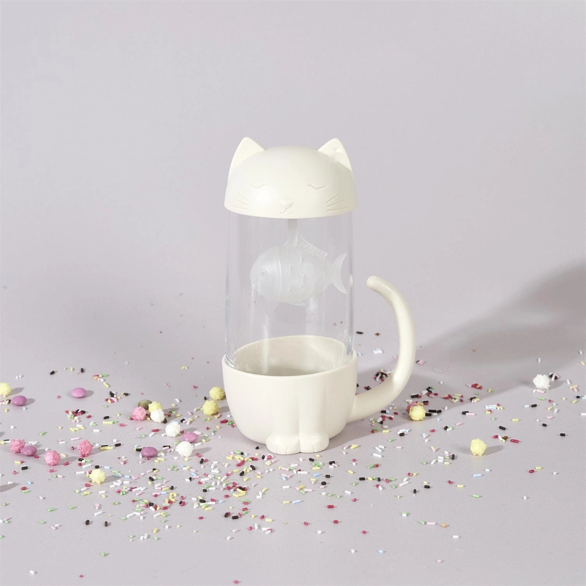 Kubek Kawaii z zaparzaczem Kotek z rybką 300ml