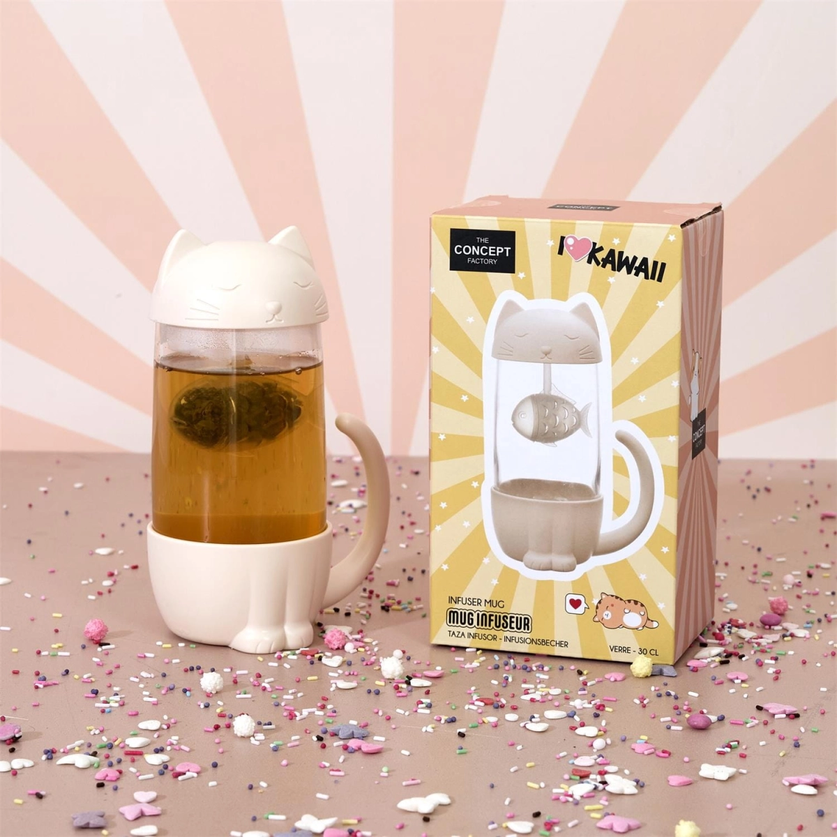Kubek Kawaii z zaparzaczem Kotek z rybką 300ml
