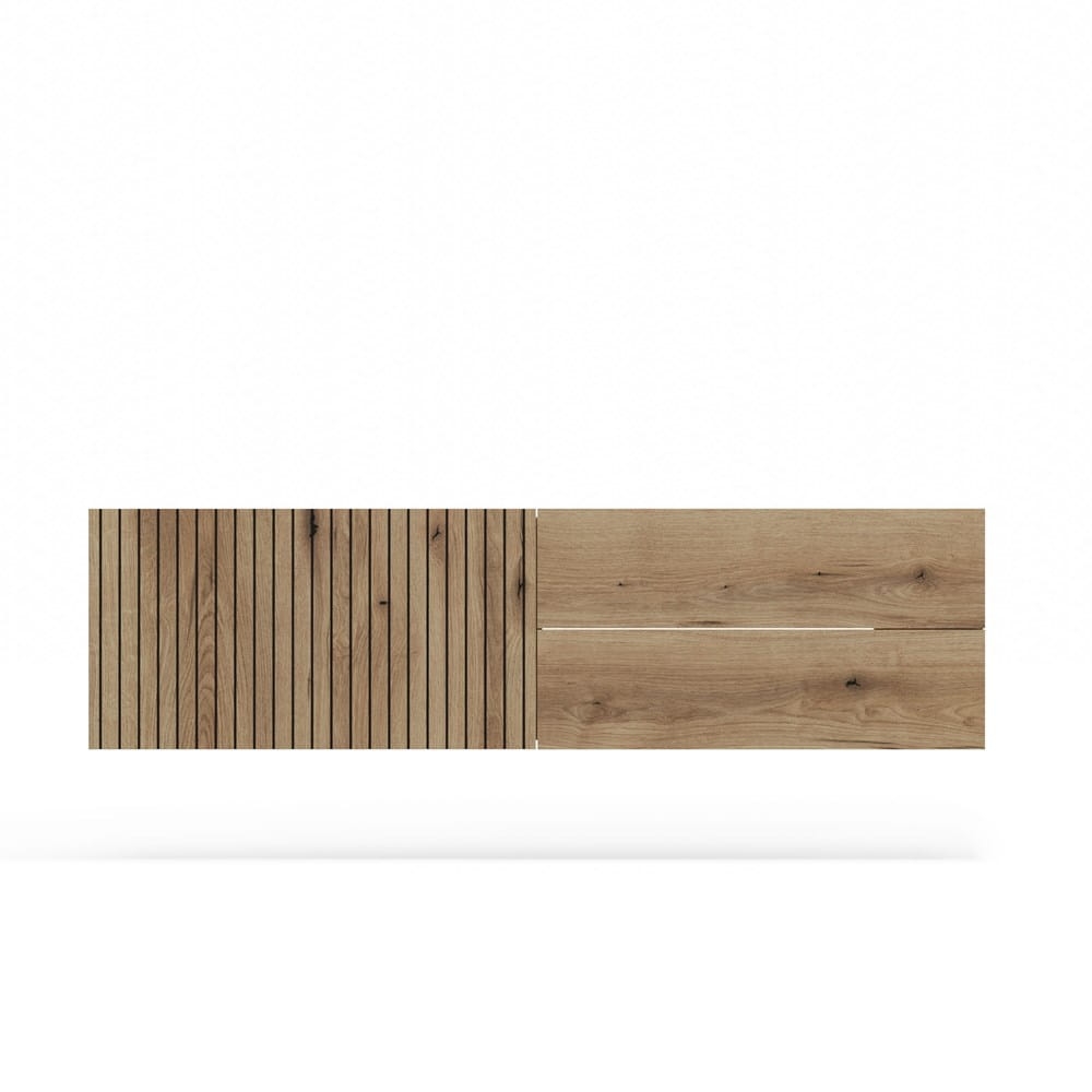 SZAFKA POD UMYWALKĘ TIGO 1D2S DĄB EVOKE 140 CM 2 SZUFLADY RYFLOWANY FRONT WISZĄCA
