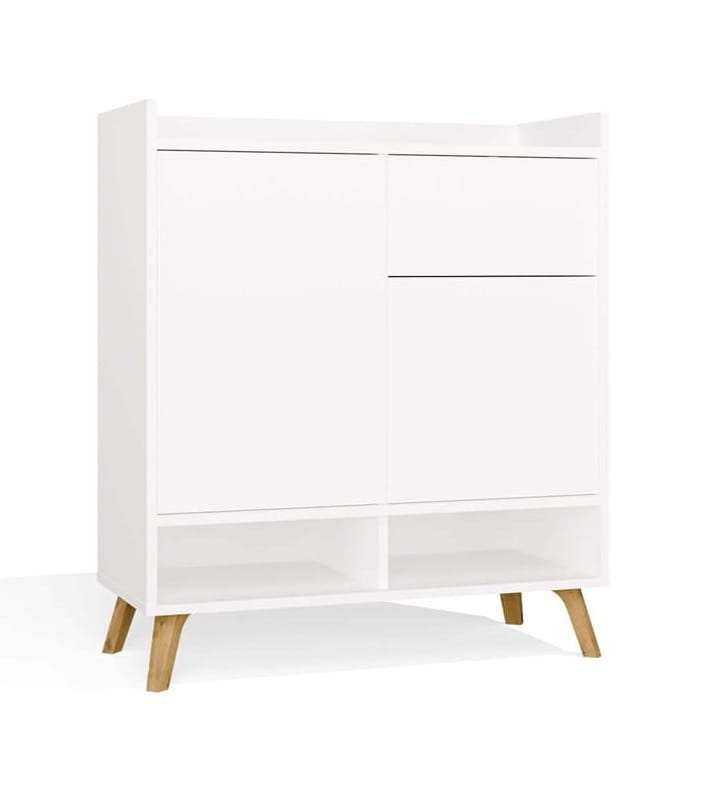 Komoda COLIN Szafka 2 Drzwi 1 Szuflada Z Nóżkami BIAŁY