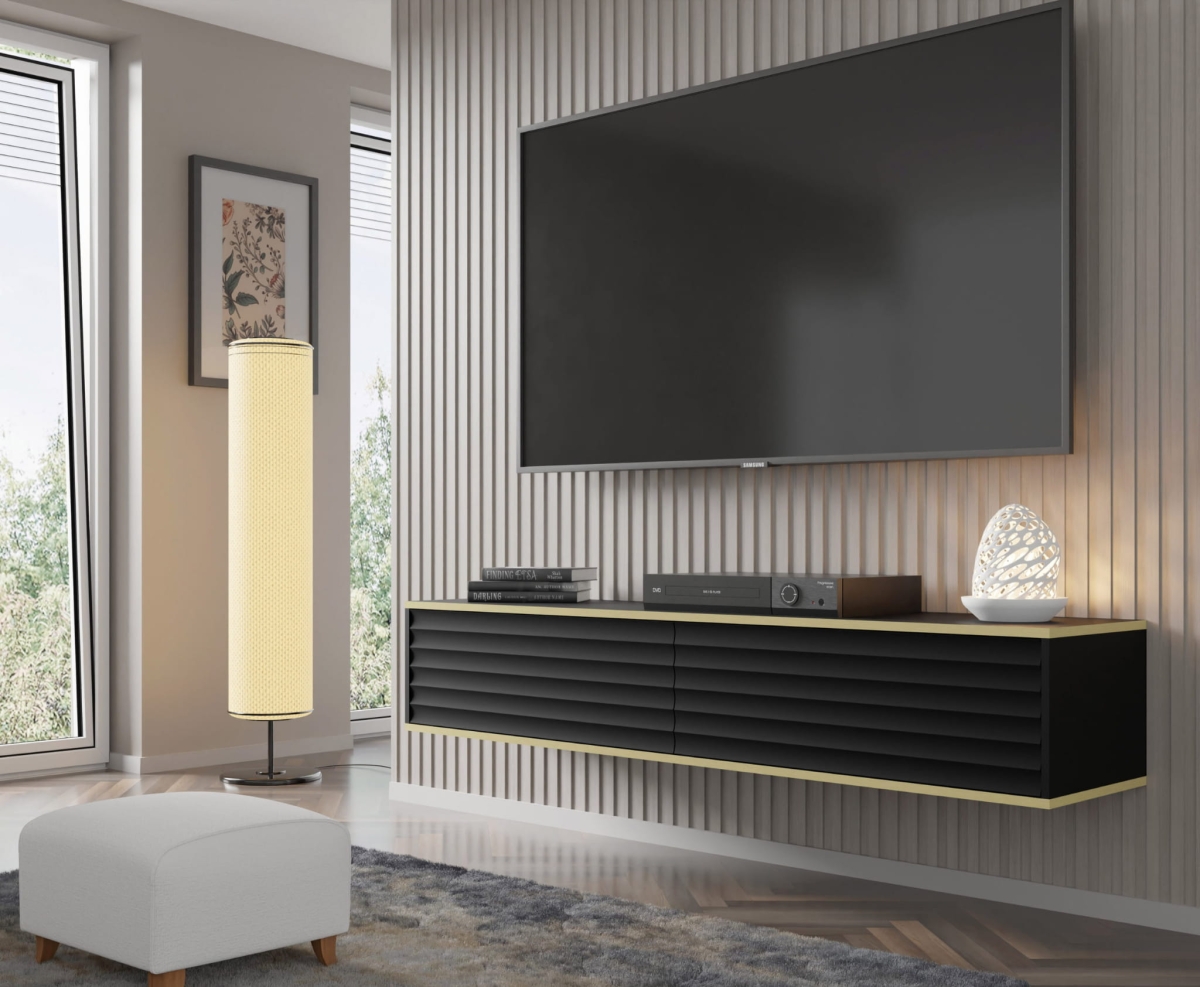 Szafka RTV wisząca Wabi 180 czarny mat