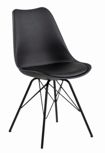 Krzesło czarne z siedziskiem ze skóry ekologicznej, z czarnymi nogami Eris PP 