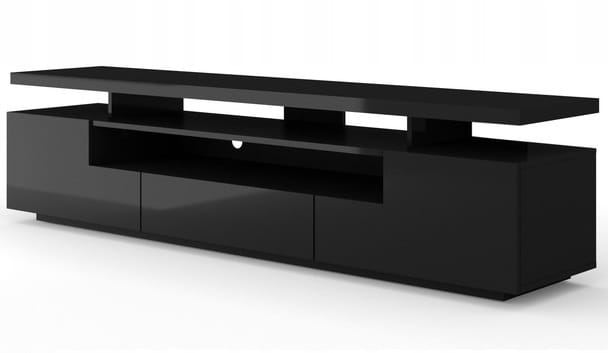 Szafka RTV Eva 180 cm czarny mat / czarny połysk + LED