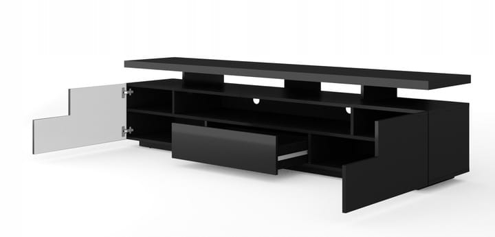 Szafka RTV Eva 180 cm czarny mat / czarny połysk