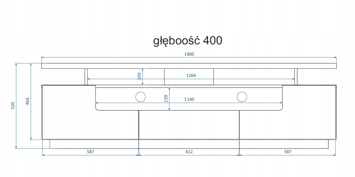 Szafka RTV Eva 180 cm biały mat / biały połysk + LED