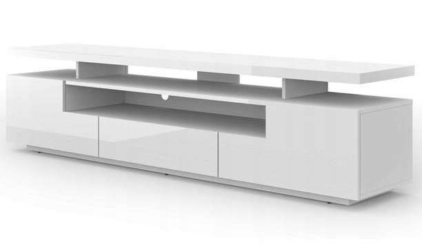 Szafka RTV Eva 180 cm biały mat / biały połysk
