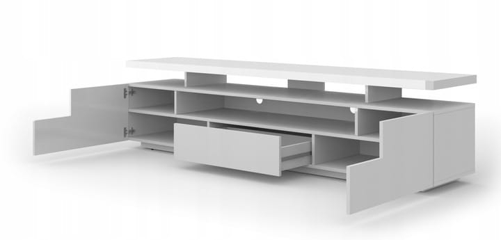 Szafka RTV Eva 180 cm biały mat / biały połysk