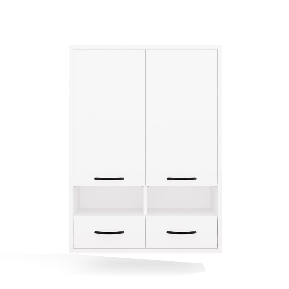 Szafka Łazienkowa Wisząca NINA W2D2P2S BIAŁY Regał 2 Drzwi 8 Półek 2 Szuflady