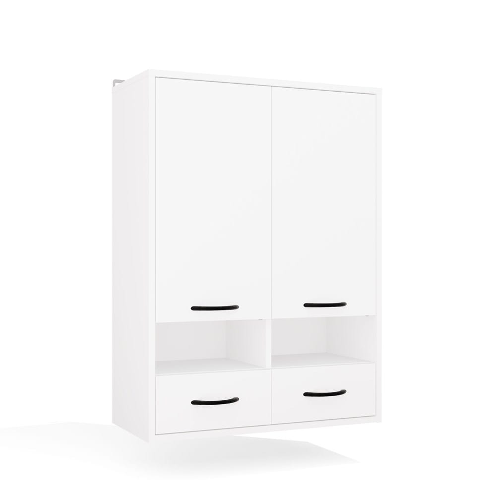 Szafka Łazienkowa Wisząca NINA W2D2P2S BIAŁY Regał 2 Drzwi 8 Półek 2 Szuflady