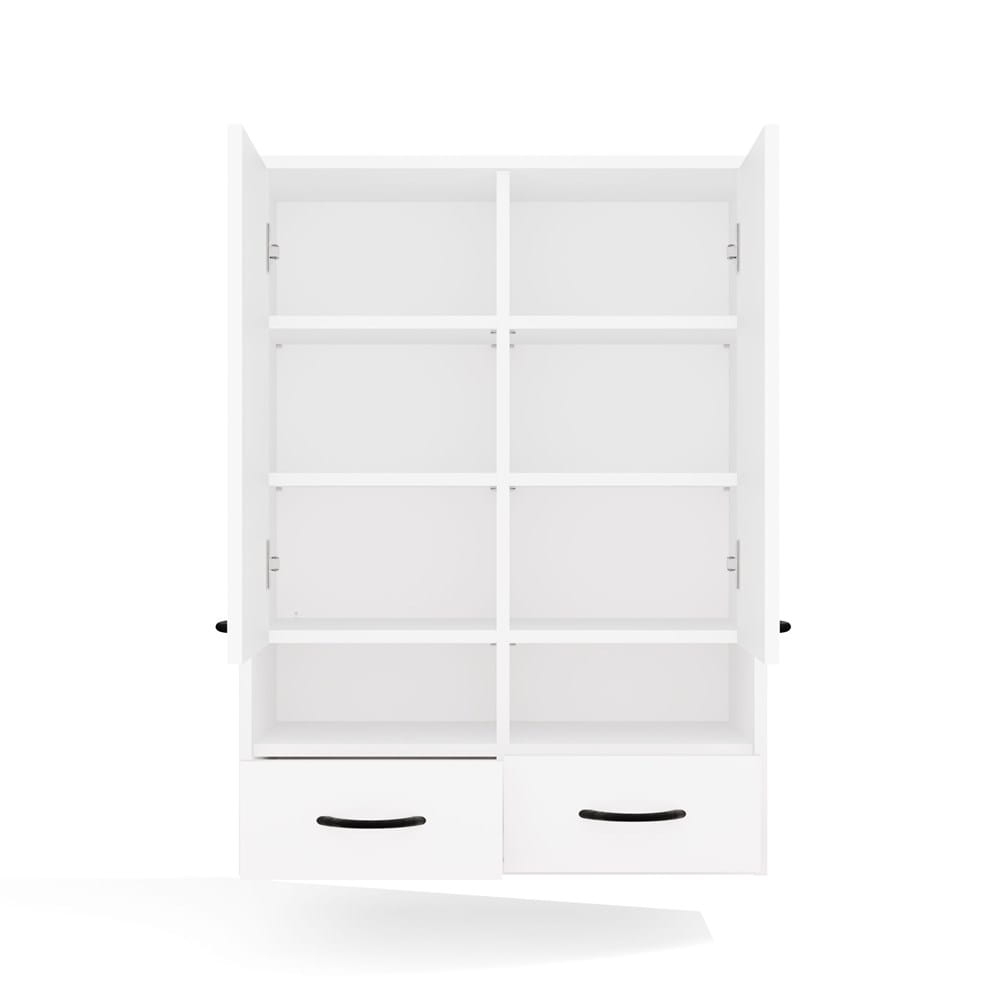 Szafka Łazienkowa Wisząca NINA W2D2P2S BIAŁY Regał 2 Drzwi 8 Półek 2 Szuflady