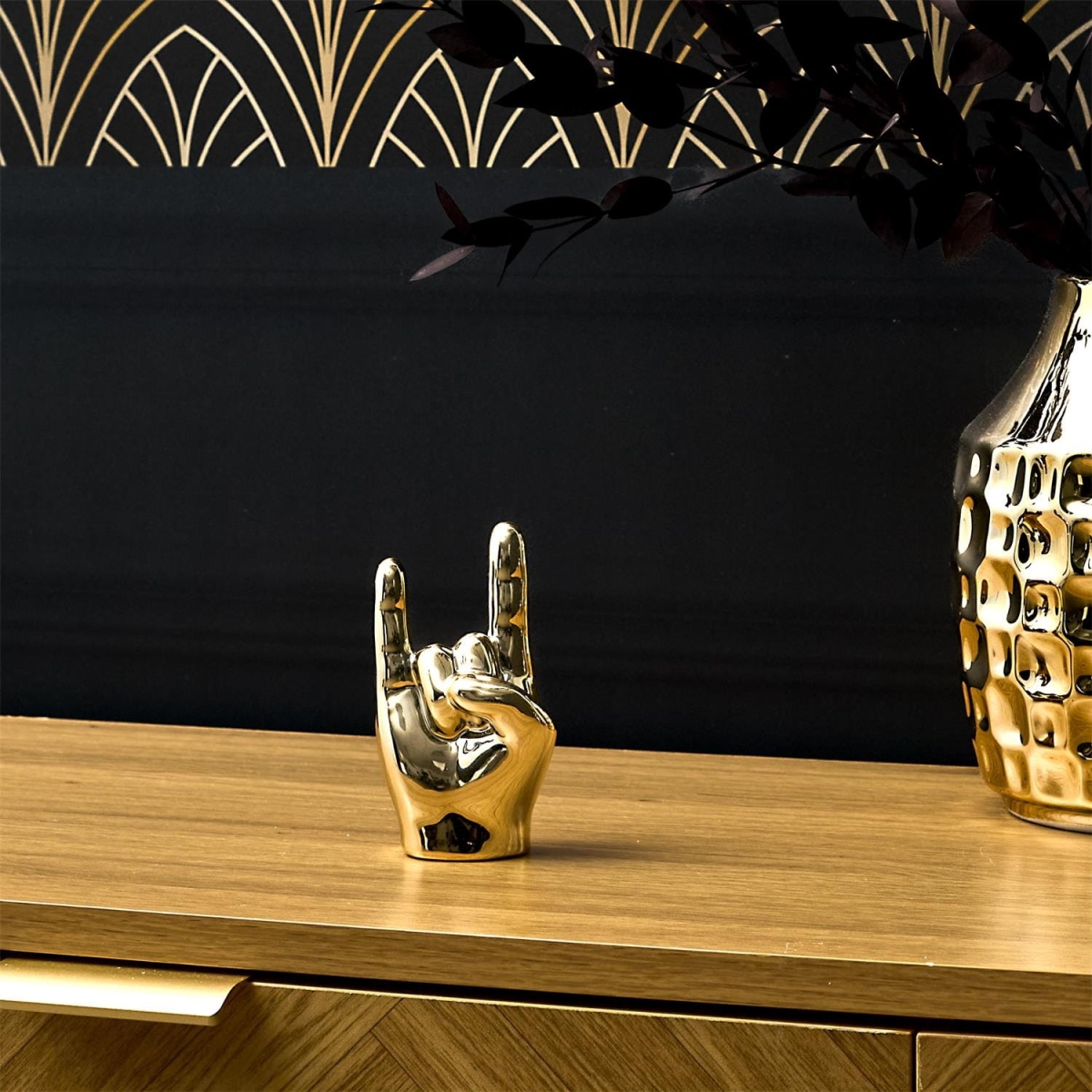 Dekoracja, figurka Dłoń mała Rock and Roll złota